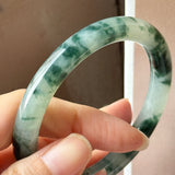 59.5mm A-Grade Natural Super Floral Jadeite Traditional Round Bangle No.152197