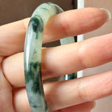 59.5mm A-Grade Natural Super Floral Jadeite Traditional Round Bangle No.152197