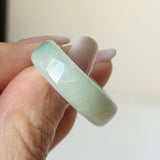19.1mm A-Grade Natural Moss On Snow Jadeite Ring Band No.162533