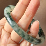 59.5mm A-Grade Natural Super Floral Jadeite Traditional Round Bangle No.152197