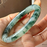 59.5mm A-Grade Natural Super Floral Jadeite Traditional Round Bangle No.152197
