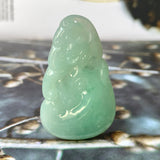 A-Grade Bluish Green Jadeite Ruyi Bat Pendant No.170915