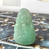 A-Grade Bluish Green Jadeite Ruyi Bat Pendant No.170915