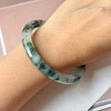 59.5mm A-Grade Natural Super Floral Jadeite Traditional Round Bangle No.152197