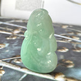 A-Grade Bluish Green Jadeite Ruyi Bat Pendant No.170915