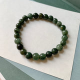 8.2mm A-Grade Natural Dark Green Jadeite Beaded Bracelet No. 190524