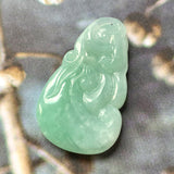 A-Grade Bluish Green Jadeite Ruyi Bat Pendant No.170915