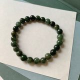 8.2mm A-Grade Natural Dark Green Jadeite Beaded Bracelet No. 190524
