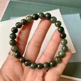 8.2mm A-Grade Natural Dark Green Jadeite Beaded Bracelet No. 190524