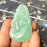 A-Grade Bluish Green Jadeite Ruyi Bat Pendant No.170915