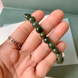8.2mm A-Grade Natural Dark Green Jadeite Beaded Bracelet No. 190524