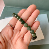 8.2mm A-Grade Natural Dark Green Jadeite Beaded Bracelet No. 190524