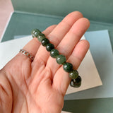 8.2mm A-Grade Natural Dark Green Jadeite Beaded Bracelet No. 190524