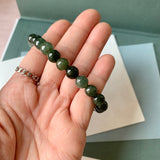 8.2mm A-Grade Natural Dark Green Jadeite Beaded Bracelet No. 190524