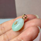 A-Grade Moss On Snow Jadeite M.Petals Lilac Flower Donut Pendant No.173005