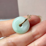 A-Grade Moss On Snow Jadeite M.Petals Lilac Flower Donut Pendant No.173005