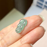 3.6 cts Icy A-Grade Natural Bluish Green Jadeite Leaf Shape No.130410