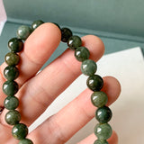 8.2mm A-Grade Natural Dark Green Jadeite Beaded Bracelet No. 190524