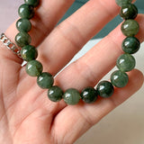 8.2mm A-Grade Natural Dark Green Jadeite Beaded Bracelet No. 190524