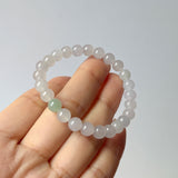 6.5mm Icy A-Grade Natural Light Lavender Jadeite Bracelet No.190472
