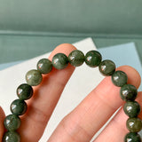 8.2mm A-Grade Natural Dark Green Jadeite Beaded Bracelet No. 190524