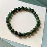 8.2mm A-Grade Natural Dark Green Jadeite Beaded Bracelet No. 190525