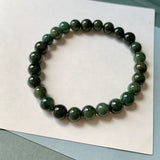 8.2mm A-Grade Natural Dark Green Jadeite Beaded Bracelet No. 190525