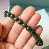 8.2mm A-Grade Natural Dark Green Jadeite Beaded Bracelet No. 190525