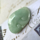 A-Grade Light Green Jadeite Ruyi Pendant No.171065