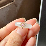 16.7mm Icy A-Grade Natural Moonlight Glow White Jadeite Peranakan Tile Embellishment Ring No. 162655