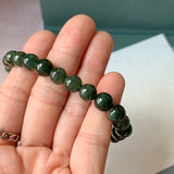 8.2mm A-Grade Natural Dark Green Jadeite Beaded Bracelet No. 190525