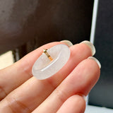 16.7mm Icy A-Grade Natural Moonlight Glow White Jadeite Peranakan Tile Embellishment Ring No. 162655
