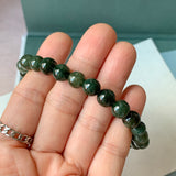 8.2mm A-Grade Natural Dark Green Jadeite Beaded Bracelet No. 190525
