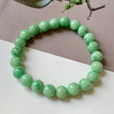 9.2mm A-Grade Natural Apple Green Jadeite Beaded Bracelet No. 190526