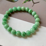 9.2mm A-Grade Natural Apple Green Jadeite Beaded Bracelet No. 190526
