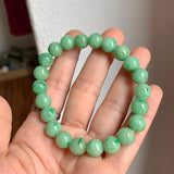 9.2mm A-Grade Natural Apple Green Jadeite Beaded Bracelet No. 190526