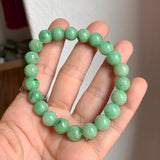 9.2mm A-Grade Natural Apple Green Jadeite Beaded Bracelet No. 190526