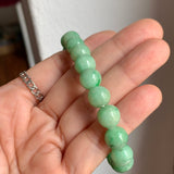 9.2mm A-Grade Natural Apple Green Jadeite Beaded Bracelet No. 190526