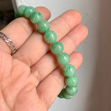 9.2mm A-Grade Natural Apple Green Jadeite Beaded Bracelet No. 190526