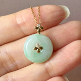 A-Grade Moss On Snow Jadeite D.Petals Lilac Flower Donut Pendant No.173006