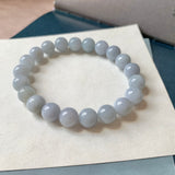 9.5mm A-Grade Natural Bluish Purple Jadeite Beaded Bracelet No. 190527