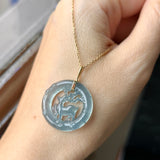 Icy A-Grade Blue Jadeite Deer Pendant No. 172413