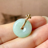 A-Grade Moss On Snow Jadeite D.Petals Lilac Flower Donut Pendant No.173006