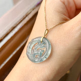Icy A-Grade Blue Jadeite Deer Pendant No. 172413
