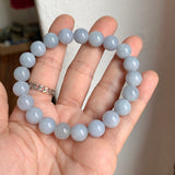 9.5mm A-Grade Natural Bluish Purple Jadeite Beaded Bracelet No. 190527