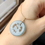 Icy A-Grade Blue Jadeite Deer Pendant No. 172413
