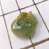 A-Grade Yellow Green Jadeite Ruyi Pendant No.170856