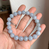 9.5mm A-Grade Natural Bluish Purple Jadeite Beaded Bracelet No. 190527