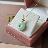A-Grade Moss On Snow Jadeite D.Petals Lilac Flower Donut Pendant No.173007