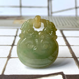 A-Grade Yellow Green Jadeite Ruyi Pendant No.170856